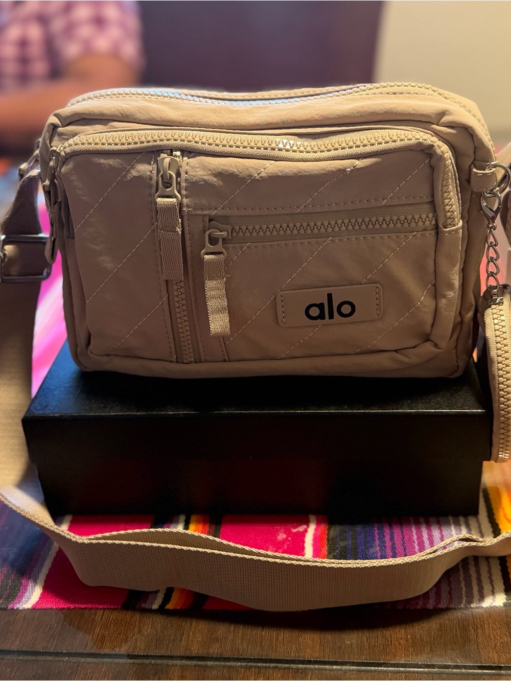 ALO Yoga Quilted Crossbody Bag in Beige